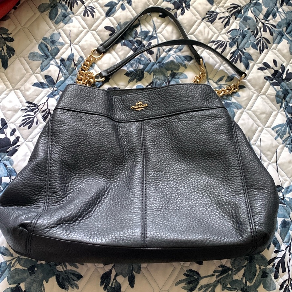 Coach purse heavy leather navy